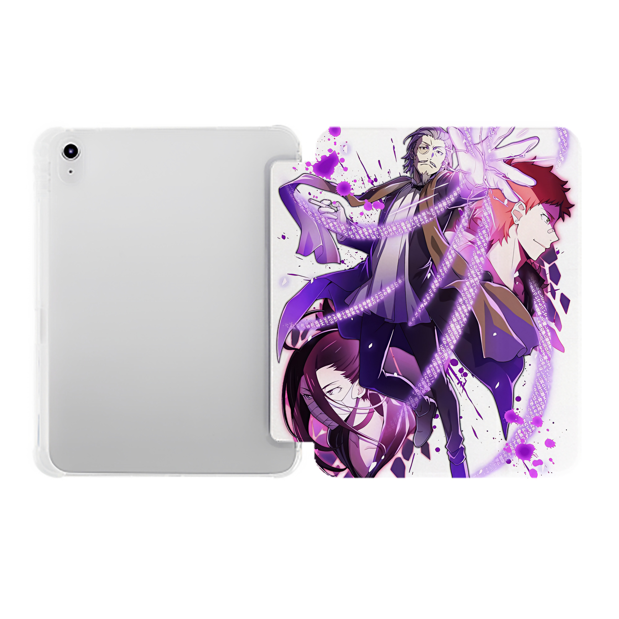 （画像用） 文豪ストレイドッグス Bungo Stray Dogs IPad ケース ペン収納付き 三つ折りスタンド PUレザー×シリコン 対応機種9.5/10.5/10.9インチ